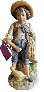Porcelain Figurine of Boy & Chicken