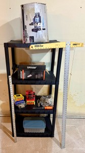 Small Black Plastic Utility Shelf & Tools