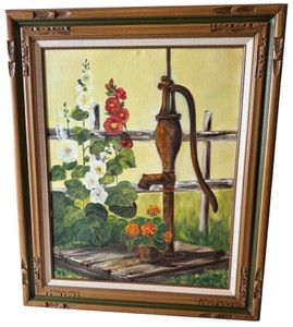 Rustic Floral Water Pump Artwork