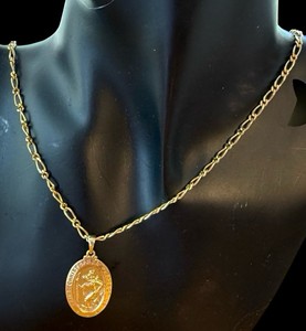 14k Yellow Gold St. Christopher Medal Pendant Necklace