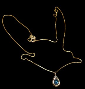 14K Blue Topaz Teardrop Necklace