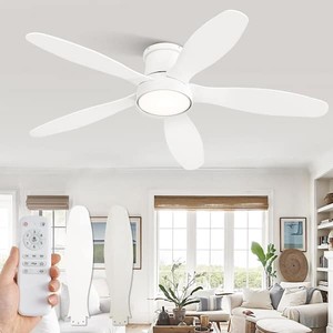 52 in. Low Profile Integrated LED Indoor Fresh White Ceiling Fan with Universal Remote For Bedrooms