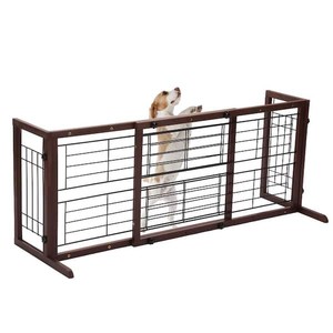(2) COZIWOW 38 in. W to 71 in. W Freestanding Pet Gate, Dog Gate for Stairs and Doorways, Brown