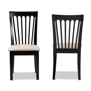 Baxton Studio Minette Sand and Dark Brown Fabric Dining Chair (Set of 4)