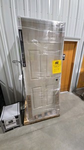 (6) Masonite 32 in. x 80 in. 6 Panel Left-Handed Primed Composite Solid Core Single Prehung Interior Door 4-916 in. Flat Jamb