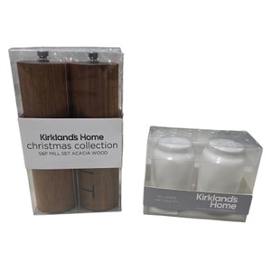 Kirklands Home Christmas Collection 3-Piece Acacia Wood Salt & Pepper Set
