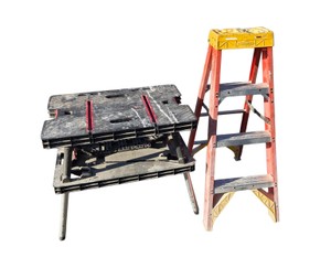 Folding Work Table With Werner Step Ladder