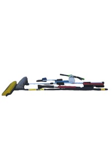 Mixed Car Wash and Cleaning Tool Lot  Foam Cannon, Scrub Brushes, Squeegee, Snow Brush and Extension Handles