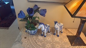 (2) Bombay company porcelain horse planter