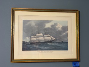 Vintage Framed print U. S. Sailing Ship Reynard