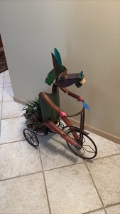 Metal Multicolor Donkey Tricycle Planter