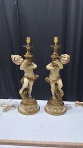 Vintage Cherub Lamp Set
