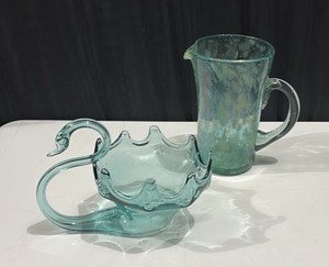 Beautiful Glass Swan and Glass Pitcher