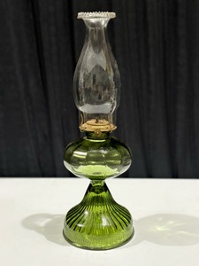 Vintage Green Glass Oil Lamp