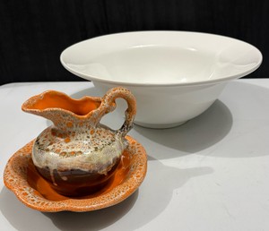 Large White Bowl and Small Pitcher and Bowl Set