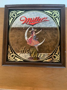 Vintage Miller High Life Girl in the Moon bar mirror