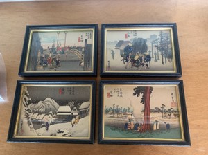 Hiroshige Images in Black and Gold Frames