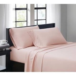 Queen  Blush 4-Piece Solid 180 Thread Count Microfiber Queen Sheet Set