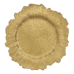13 Round Sponge Gold Acrylic Plastic Charger Plate - 50Case Retail $250