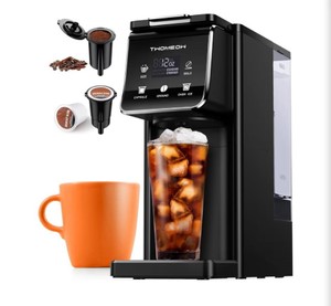 Hot Iced Coffee Maker with Bold Setting, Single Serve Coffee Maker for K Cup and Grounds, 6-14 oz Brew Sizes, 50 oz Removable Water Tank, One Cup Coffee Machine, Black  Retail $65
