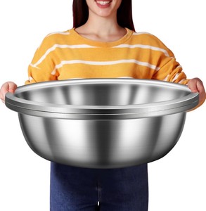 2 Pack Large Mixing Bowl 20 Qt Oversized All Purpose 304 Stainless Steel Polished Mirror Flat Base Metal Bowl for Home or Commercial Prepping Baking Mixing Marinating  Retail $75