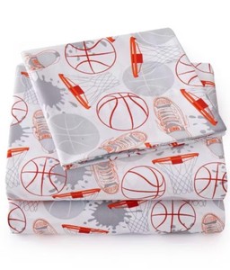 Full - Basketball Themed Microfiber Kids Sheet Set By Sweet Home Collection- Full Sized Bed - 1 fitted sheet 1 flat sheet 2 pillow cases