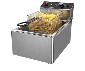 Electric Deep fryer Single Tank Deep Fryer with Basket Capacity 10L(10.5QT) Electric Countertop Fryer Stainless Steel Deep Fryers for Restaurant Home Use, 1700 Watts, 110V (10 Liter size)