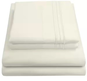 Queen - Sweet Home Collection Brand Queen Sized 4-Piece Sheet Set 1800 Thread Count Ivory Color