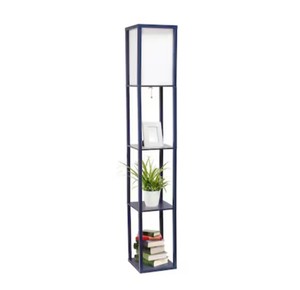 62.5-in Navy Shelf Floor Lamp with Linen Shade - Assembly Required - Retail $122