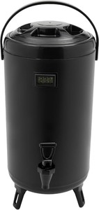 Hot or Cold Beverage Dispenser 3 Gallon, Stainless Steel Insulated Beverage Dispenser Cold and Hot Drink dispenser with Thermometer, Water Dispenser with Spigot for Tea & Coffee, Water (12L, Black)