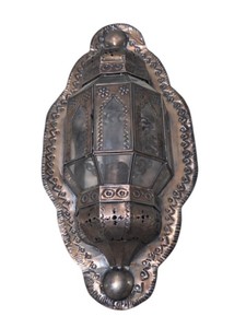 Decorative Metal Wall Lantern Sconce Candle Holder Copper Tone
