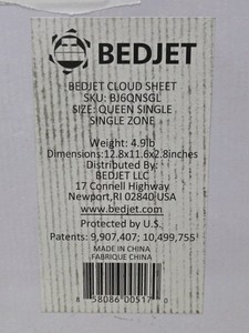 Retail value about $100$130 new. BedJet Cloud Sheet Queen Single Zone BJ6QNSGL