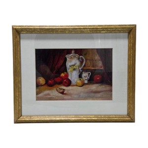Framed Still Life Fruit Pitcher Wall Art Gold Frame Approx. 16x12