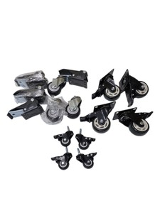 Assorted Caster Wheels & Brake Mount Hardware Lot, 1.5 Casters, Locking Wheels, Brackets