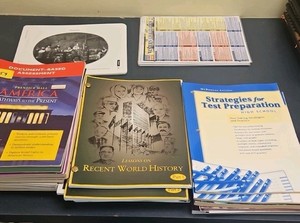 assortment of History workbooks and study guides (R216)