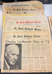 vintage Saint Paul Pioneer press and Minneapolis Tribune papers from the 60s and 70s (R216)