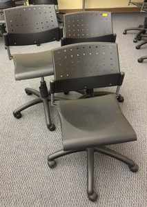 Black chairs, three in lot  (r202)