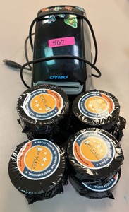 DYMO labeler with nine brand new label packs (r206)