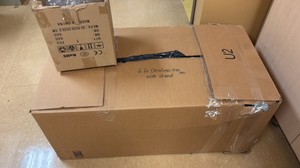 6 foot Christmas tree with stand and box of bulbs (R127)