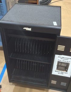 One computer charge station on wheels (gym)