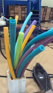 17 pool noodles Plus, stand (gym)