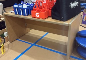 wooden desk (gym)