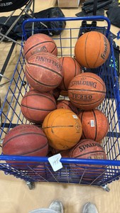 basketballs with container (gym)