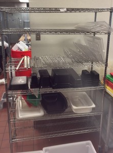 bakers rack on wheels (KITCHEN)