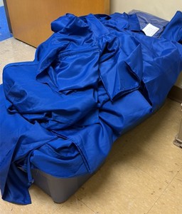 Blue cap and gowns 2-totes and a crate (R120.1)