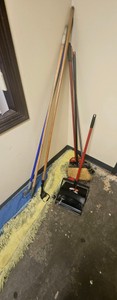 push brooms caution signs CR134