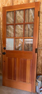 Fariser Fir Wood Door w 9 Glass Panes (1 Broken)