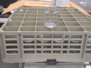 Lot of (36) Commercial Juice  Water Curved Tumblers with Glass Tray