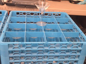 Lot of (12) Commercial Martini Glasses with Glass Tray
