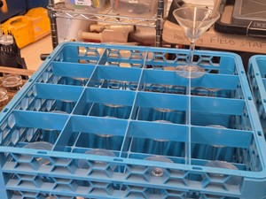 Lot of (16) Commercial Martini Glasses with Glass Tray